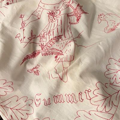 c. 1895 Antique Embroidered Coverlet “4 Seasons” w Shams & Appraisal