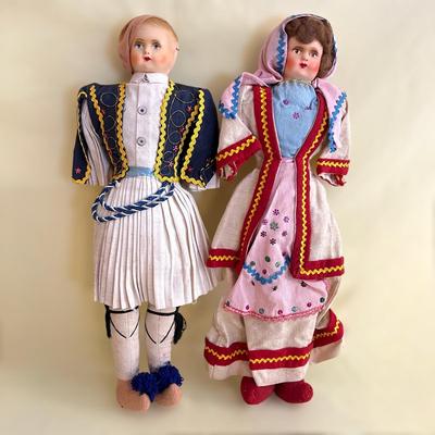 Vintage Pair Folk Dolls