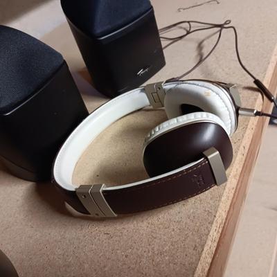 3 MIRAGE SPEAKERS AND POLK HEADPHONES
