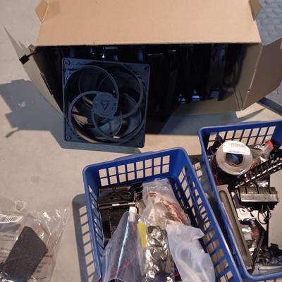 A PILE OF MISC COMPUTER PARTS