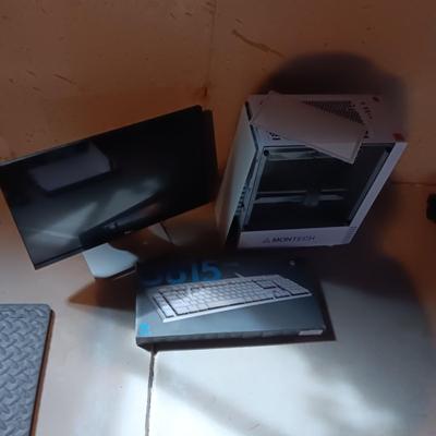 PC TOWER, DELL MONITOR AND NEW KEYBOARD