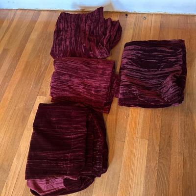 Red crushed velvet curtains 36 in.