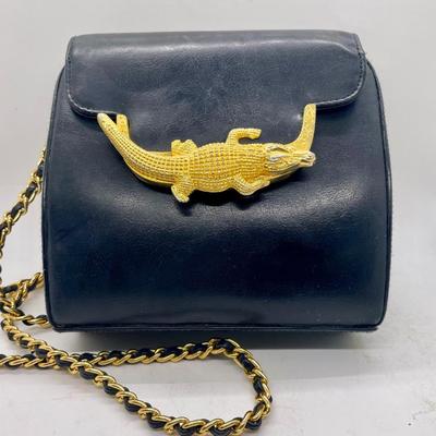 Via Piaggi Black Purse with Shoulder Strap