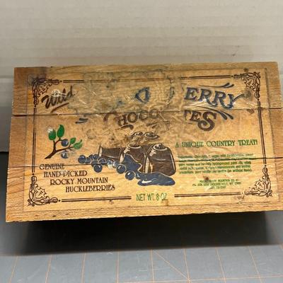 Vintage Wooden Wild Huckleberry Chocolates Box