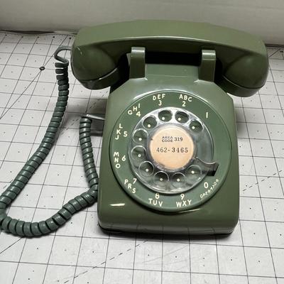 Vintage Rotary Phone , Vintage Green Dial Telephone 1964 And 1980 Model 500 