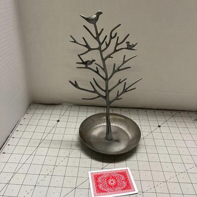 Ring Holder Necklace Bird Decoration Jewelry Tower Tree For Girl Black & Wrought Iron Pedestal Basket Bowl Stand