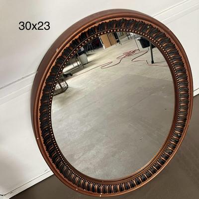 Oval Decorative Mirror - Black and Bronze Color