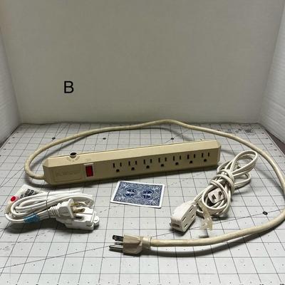6 Outlet Power Electrical Wall Plug Socket Surge Protector Strip Switch Adapter and two other exten
