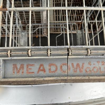 3 Piece Vintage Metal Crate /Meadow Gold Metal Basket