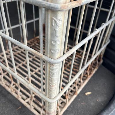 3 Piece Vintage Metal Crate /Meadow Gold Metal Basket