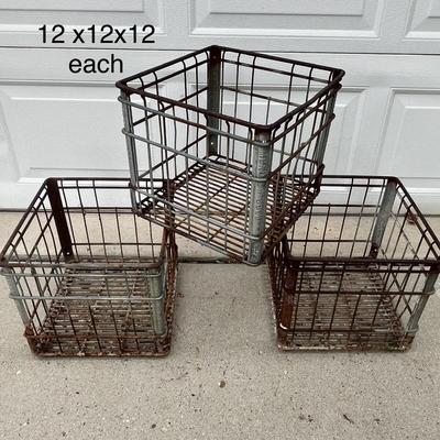 3 Piece Metal Crate / Meadow Gold Metal Baskets