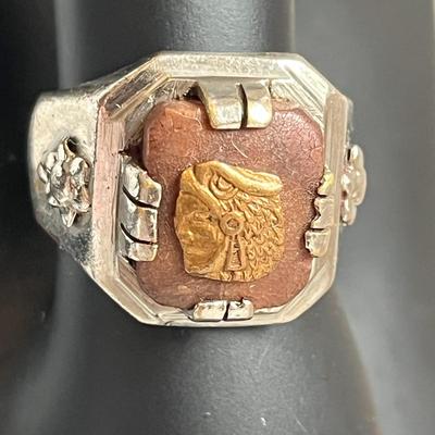  Unique Aztec Eagle Warrior Ring With Knight In Armor Shields