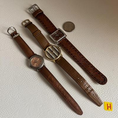 Set of 3 Watches with Leather Bands