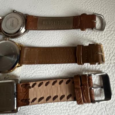 Set of 3 Watches with Leather Bands