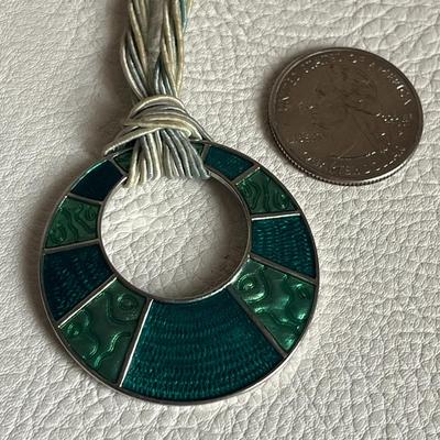 Lia Sophia Green Enamel Necklace With Pearl Silver Cuff Bracelet