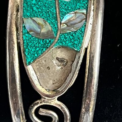 Lia Sophia Green Enamel Necklace With Pearl Silver Cuff Bracelet