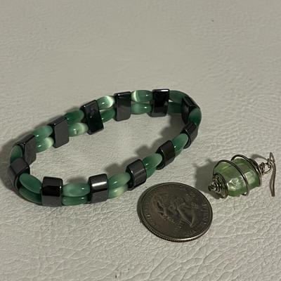 Beaded Necklace With Hanging Earring & Bracelet Set