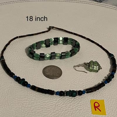 Beaded Necklace With Hanging Earring & Bracelet Set