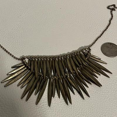 Gold-Tone Leaf Bib Statement Necklace