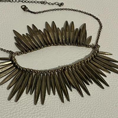 Gold-Tone Leaf Bib Statement Necklace