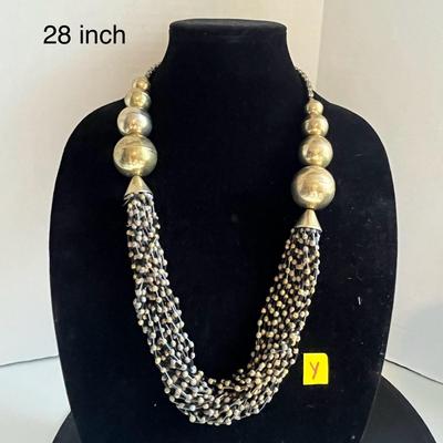 Unique Statement Necklace with Gilded Beads
