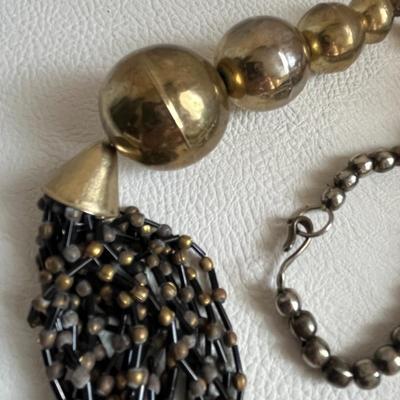 Unique Statement Necklace with Gilded Beads