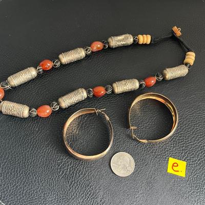 Red Coral & Bali Sterling Silver Beads Necklace With Earrings