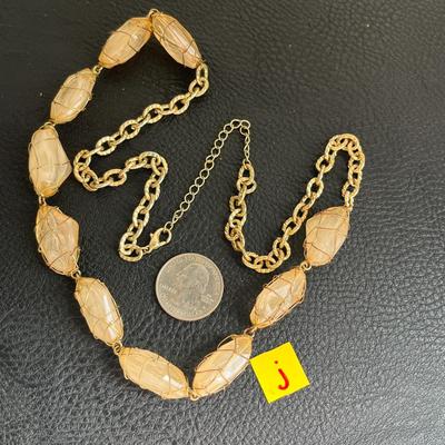 Wire Wrapped Stone Necklace Costume Jewelry