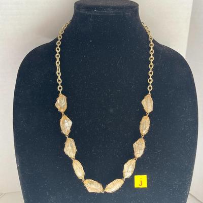 Wire Wrapped Stone Necklace Costume Jewelry