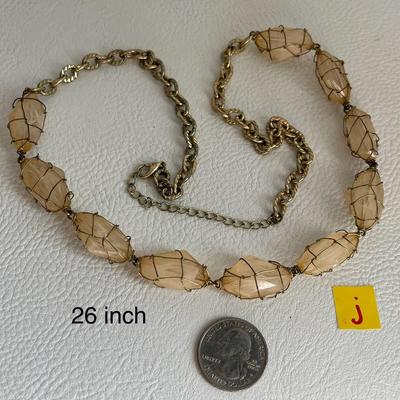 Wire Wrapped Stone Necklace Costume Jewelry