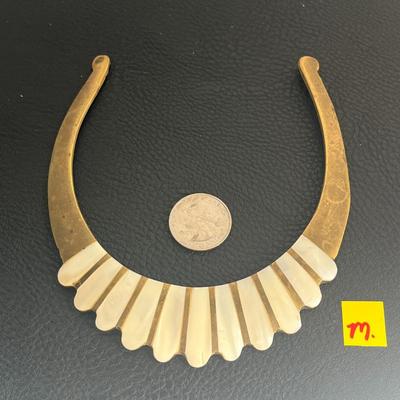 Cleopatra-Style Gold-Toned Choker Inlaid With Mother Of Pearl