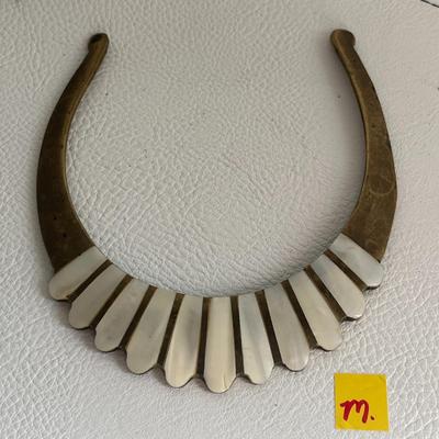 Cleopatra-Style Gold-Toned Choker Inlaid With Mother Of Pearl