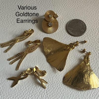Various Gold Tone Pendants and Earrings
