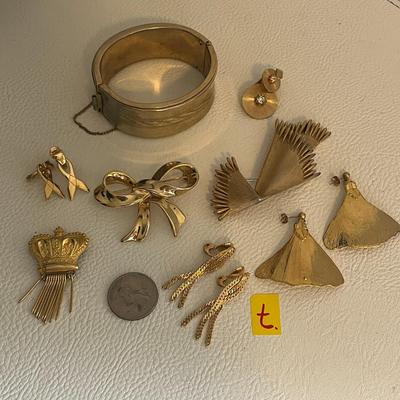 Various Gold Tone Pendants and Earrings