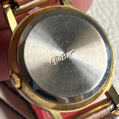 Silvertone & Pink-white-stone-band Watches