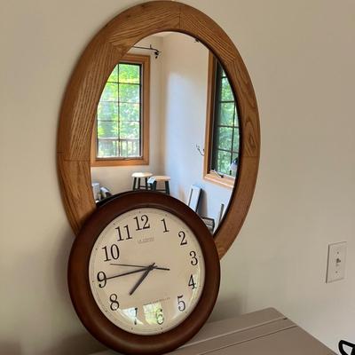 LaCrosse Atomic Wall Clock & Wood Framed Mirror (2B-MK)