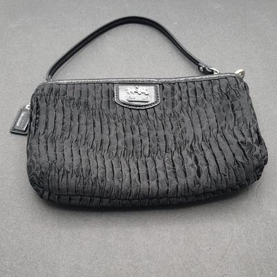COACH Pleated Black Wristlet Pouch