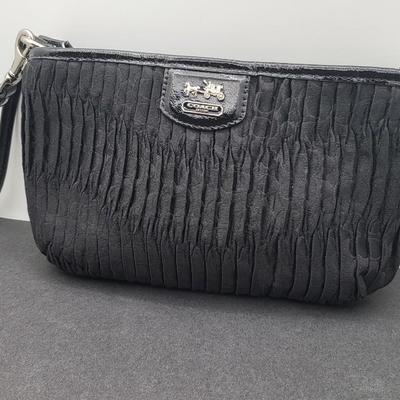COACH Pleated Black Wristlet Pouch