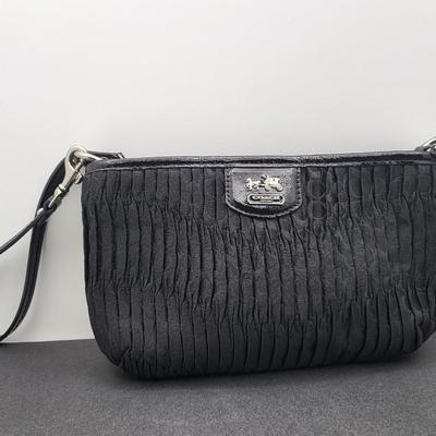 COACH Pleated Black Wristlet Pouch