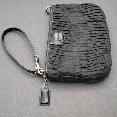COACH Pleated Black Wristlet Pouch