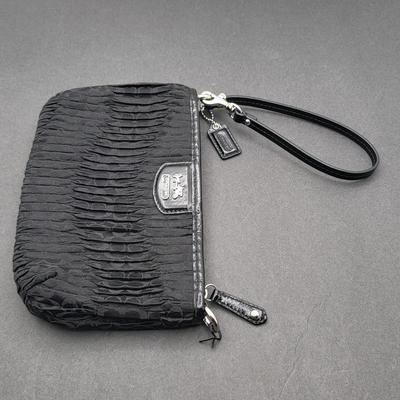COACH Pleated Black Wristlet Pouch