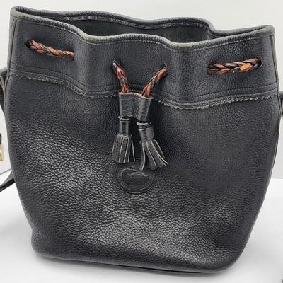 Dooney & Bourke Pebbled Black Leather Drawstring Bag
