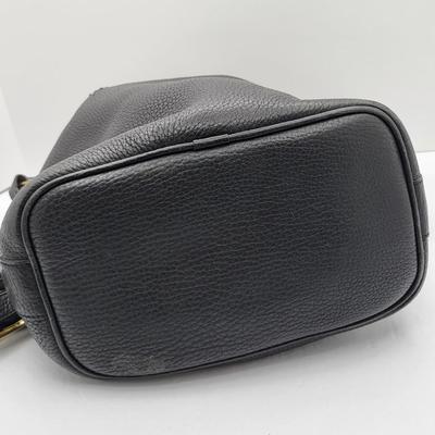Dooney & Bourke Pebbled Black Leather Drawstring Bag