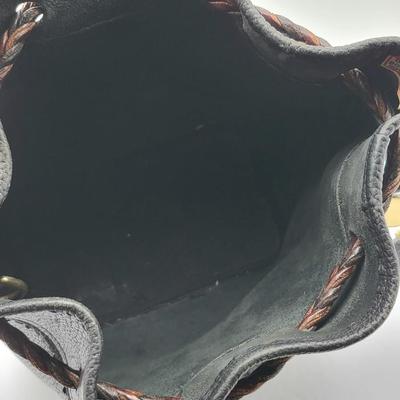 Dooney & Bourke Pebbled Black Leather Drawstring Bag