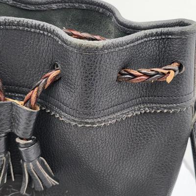 Dooney & Bourke Pebbled Black Leather Drawstring Bag