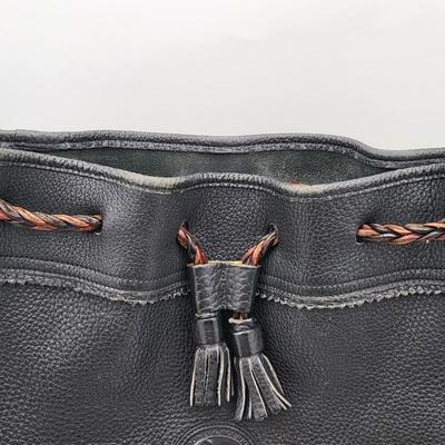 Dooney & Bourke Pebbled Black Leather Drawstring Bag
