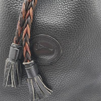 Dooney & Bourke Pebbled Black Leather Drawstring Bag