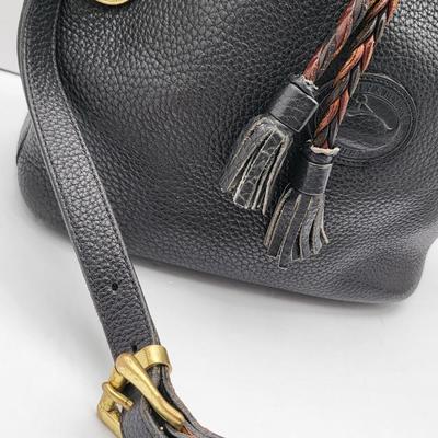 Dooney & Bourke Pebbled Black Leather Drawstring Bag