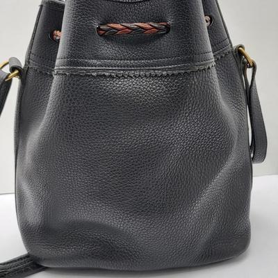 Dooney & Bourke Pebbled Black Leather Drawstring Bag