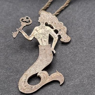 Articulated Mermaid & Birds Sterling Silver Jewelry 29.8gr